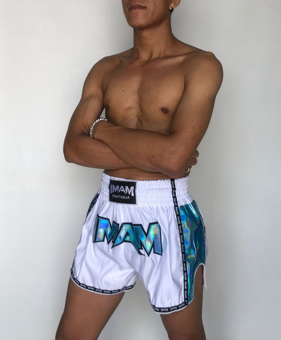 Muay Thai Holographic Shorts (White)