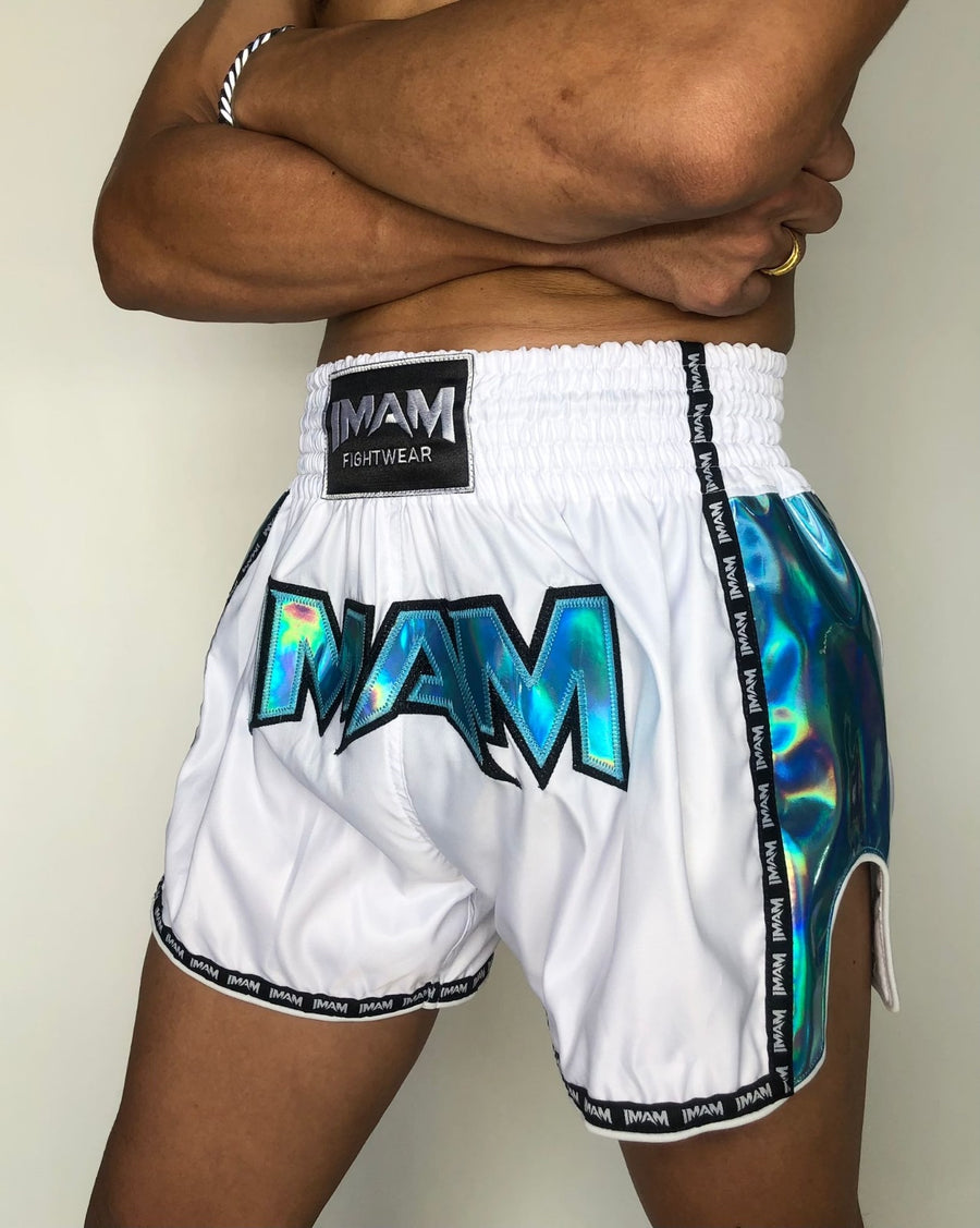 Muay Thai Holographic Shorts (White)