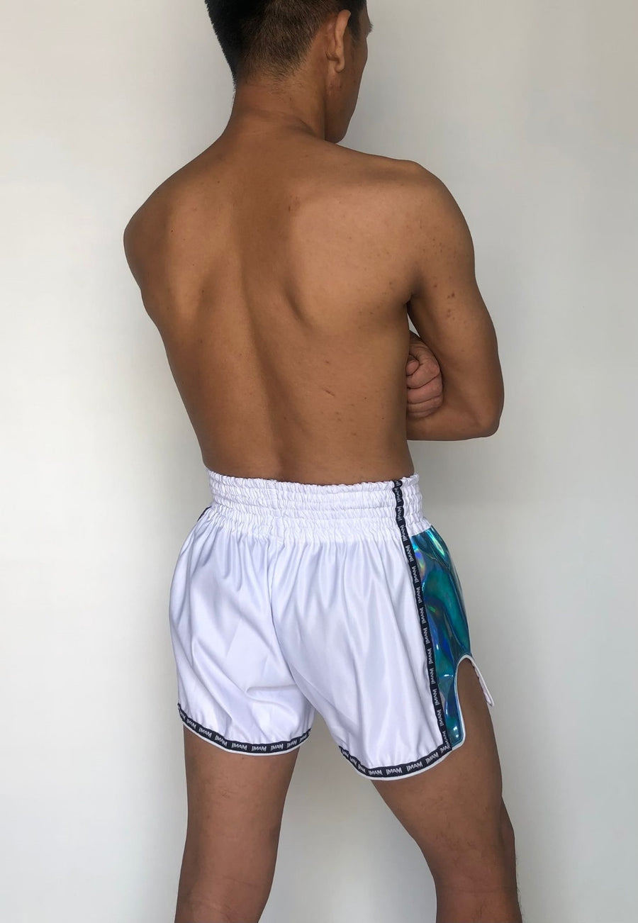 Muay Thai Holographic Shorts (White)