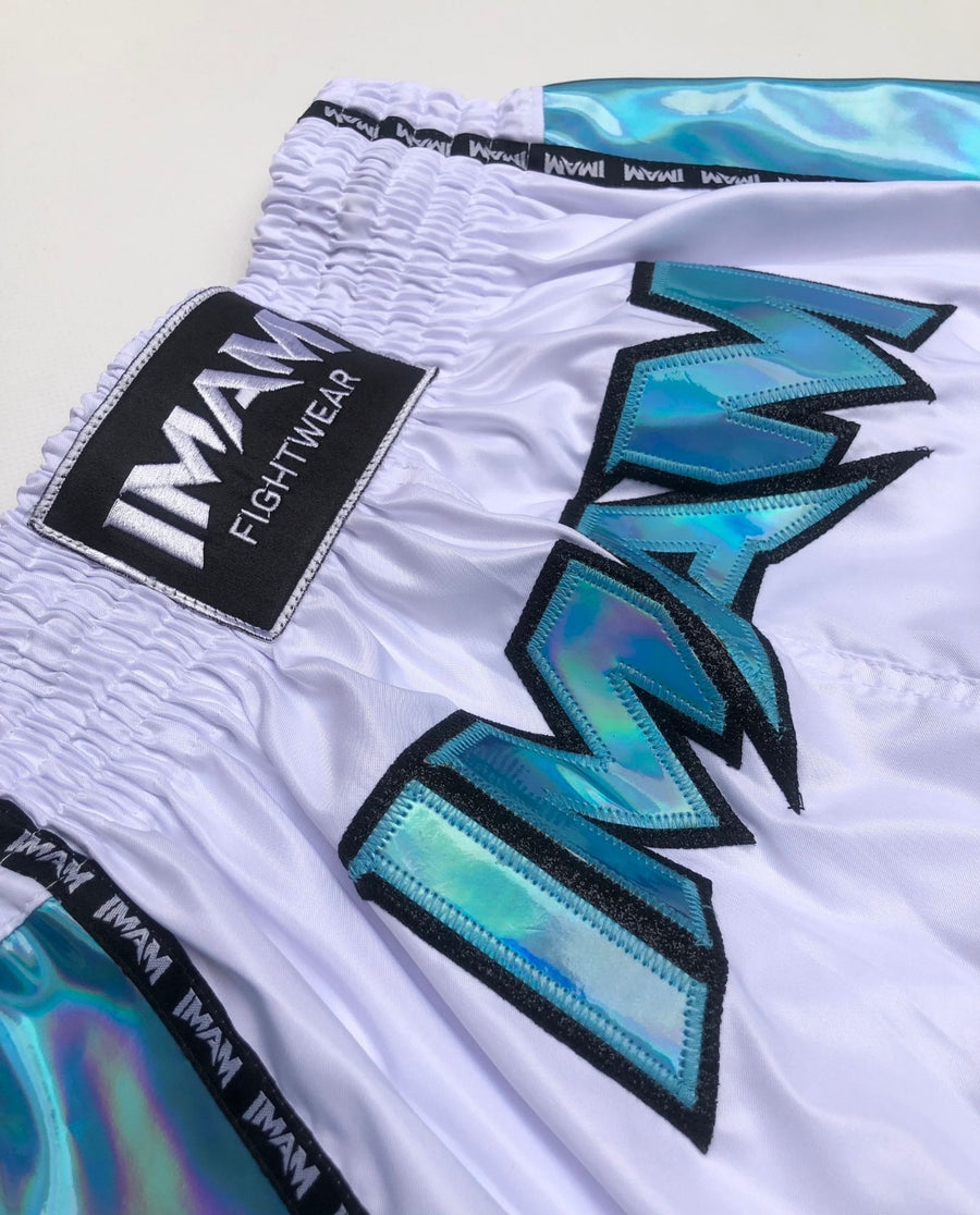 Muay Thai Holographic Shorts (White)