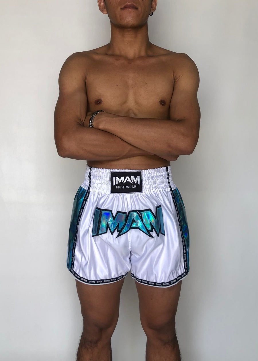 Muay Thai Holographic Shorts (White)